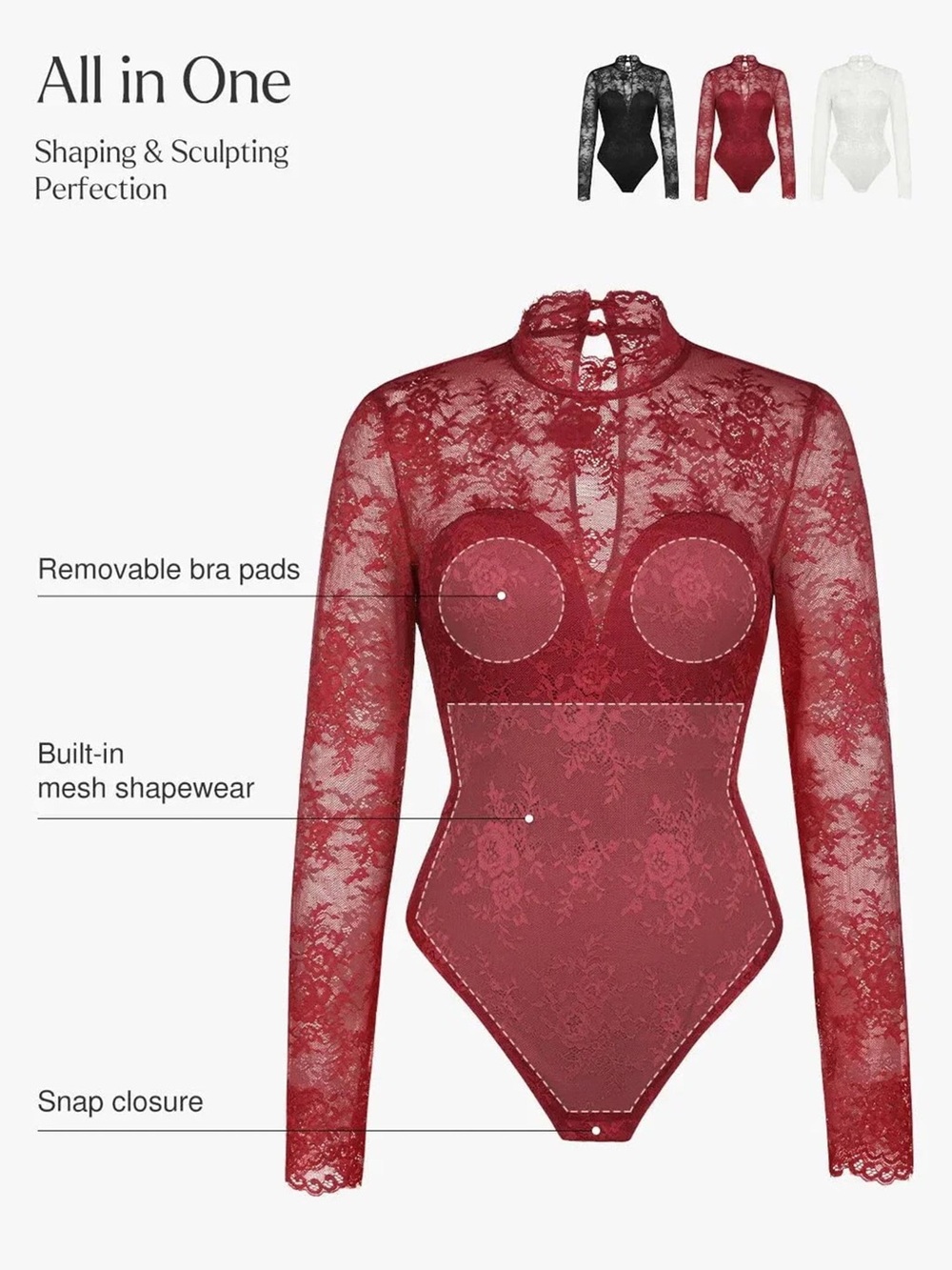 Lace Sculpting Bodysuit/Shapewear Style - Picture 3 of 9